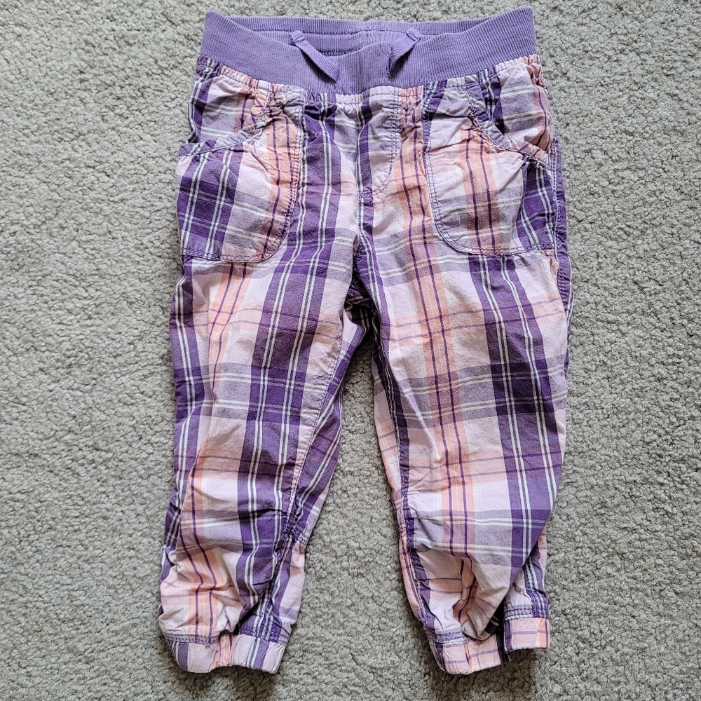 L.O.G.G. By H&M Girls Purple White Checks Capri Pants 5-6 Y
